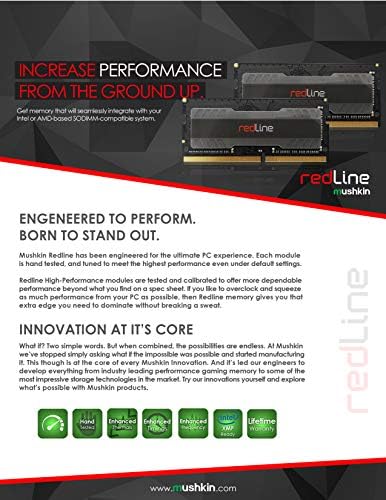Notebook Redline Mushkin-DDR4 Gaming Laptop Dram-Kit de memória SODIMM de 64 GB-3200MHz CL-16-260 pinos 1,35V RAM-Dual