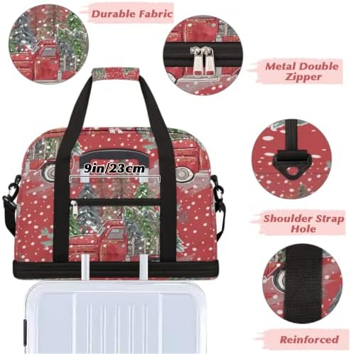 Caminhão Vermelho de Árvore de Natal 09 Viagem dobrável Duffel Bag Tote Carry On Baga Sports Gym Bag com compartimento de