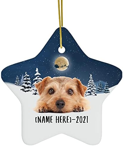 Curioso Norfolk Terrier Dog Ornamentos para 2023 Árvore de Natal Nome personalizado Presentes 2024 Decorações de véspera de Ano Novo