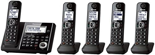 Sistema telefônico sem fio da Panasonic com secretária eletrônica, bloco de chamada de um toque, redução de ruído aprimorada, identificação