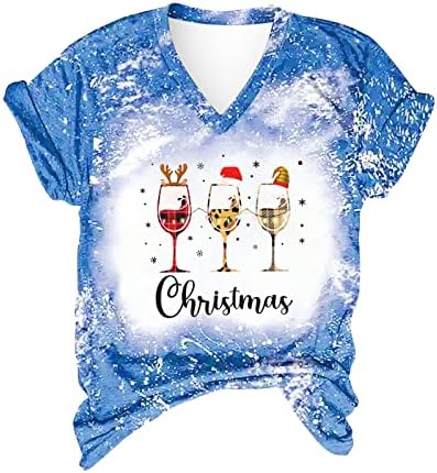 Narhbrg Christmas Christmas Wine Glass Shirt for Women Tie Tye Print Tshirt Funny Natal Camise