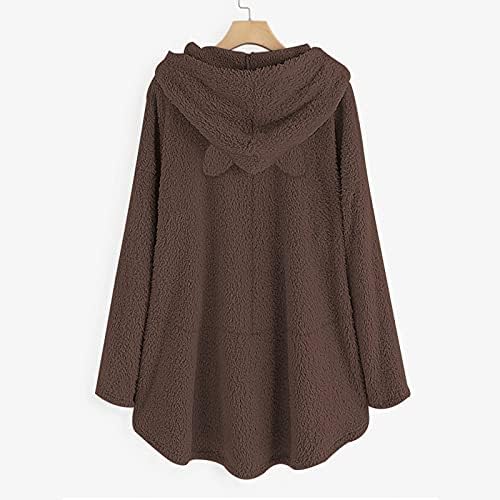 JJHAEVDY FATHA FILHA FASEIRO DE AUTONO/WINTRO Capuzes reversíveis lã de lã Sweatshirt Cardigans com capuz de casacos bolso