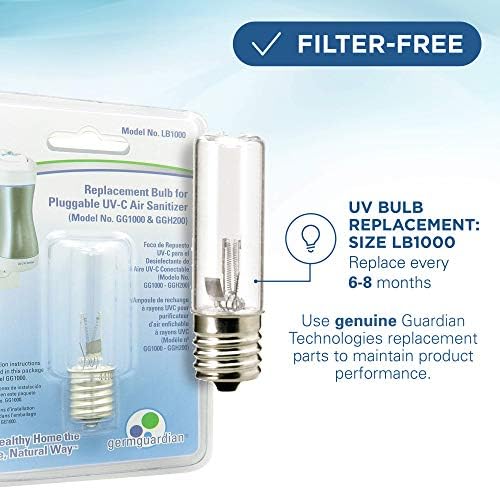 Germ Guardian GG1100W 7 ”Purificador de ar pequeno e travesso, desinfetante de ar da parede da sala, Freshens Air, UV-C Light mata