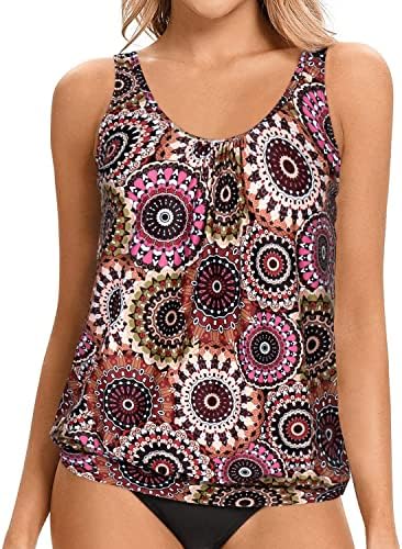 Yonique feminino Blouson Tankini Top sem fundo Swim solt Swim Top modesto tampa de tanque modesta