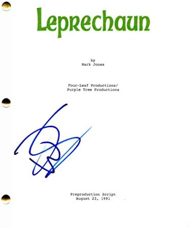 Warwick Davis assinou autógrafo - Script de filme completo de Leprechaun - Jennifer Aniston, Willow, Ewok Wicket - Guerra nas