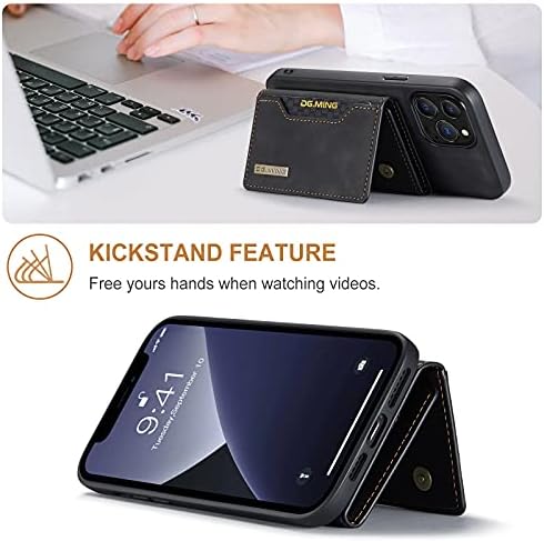 Szhaiyu 2 em 1 capa traseira destacável Compatível com o iPhone 13 Pro Caixa de carteira com suporte de bolso de bolso de couro 6.1