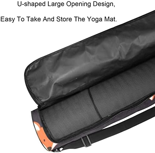 Cartoon Fox Head Yoga Mat Bags Full-Zip Yoga Carry Bag for Mulher Men, Exercício portador de tapete de ioga com cinta ajustável