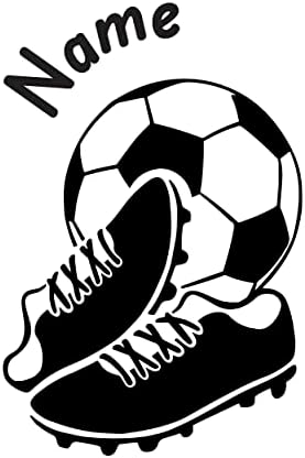 Adesivo de bola de futebol personalizado para meninos quarto - decalque de parede esportiva com nome personalizado, tênis