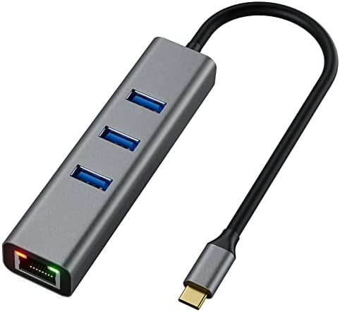 Togconn USB C para o adaptador Ethernet, portátil 4 em 1 em 1 cubo multiporto com 1 Gigabit RJ45 Ethernet Port e 3 x portas USB 3.0