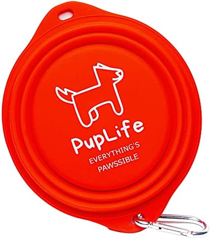 Pup Life Collapsible Dog Bowl 800ml - Tigela portátil de cachorro - Ideal para viagens, camping, caminhada e parques de cães, coral vermelho