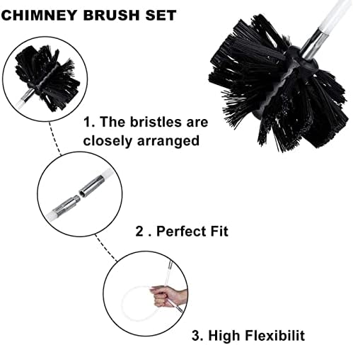 Langfeng Chimney Sweep Kit Chimney Brush Kit, 20/06/12/15 Kit de varredura de chaminé de hastes flexíveis, kit de limpeza