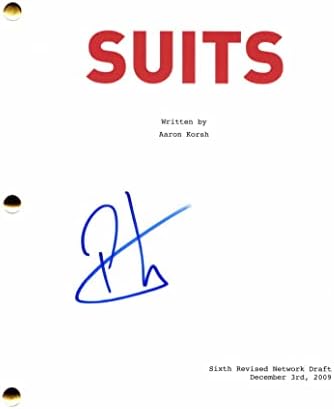 Patrick J Adams assinou ternos de autógrafos script piloto completo - co -estrelando Meghan Markle e Gabriel Macht Raro