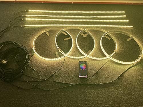 SANDO TECH RGB 4PCS 15.5 Luzes de pneus de anel de roda led de rodas LEDs + 4 PCs 4f Kit de luz de decoração de corpo