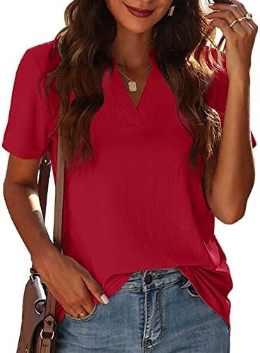 Para meninas adolescentes outono de verão de manga curta Vestuário v brunch de pescoço modesto solt fit relaxado fit tee