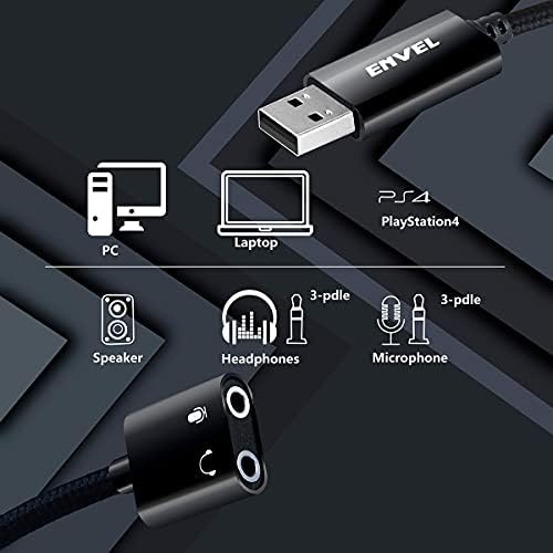 ENVEL USB SOM SONS CARTE+fone de ouvido com microfone para PC PS4 PS5 Nintendo Switch Xbox One X S