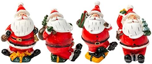 Estatuetas em miniatura de natal crafjie, 4pcs mini ornamentos de papão de Natal de 4pcs resina em miniatura de natal para figuras de santa para o Natal Santa Claus decoração de suprimentos de festa de natal