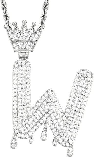 Colares de letra de coroa de coroa de bula thi hip hop pendente para homens jóias de joias de cobre cúbico zircônia pendente de moda