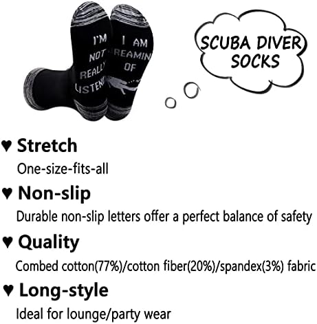 G2TUP 2 pares Scuba Diving Gift Scuba Diver Gift, eu não estou realmente ouvindo, estou sonhando com meias de mergulho presente para