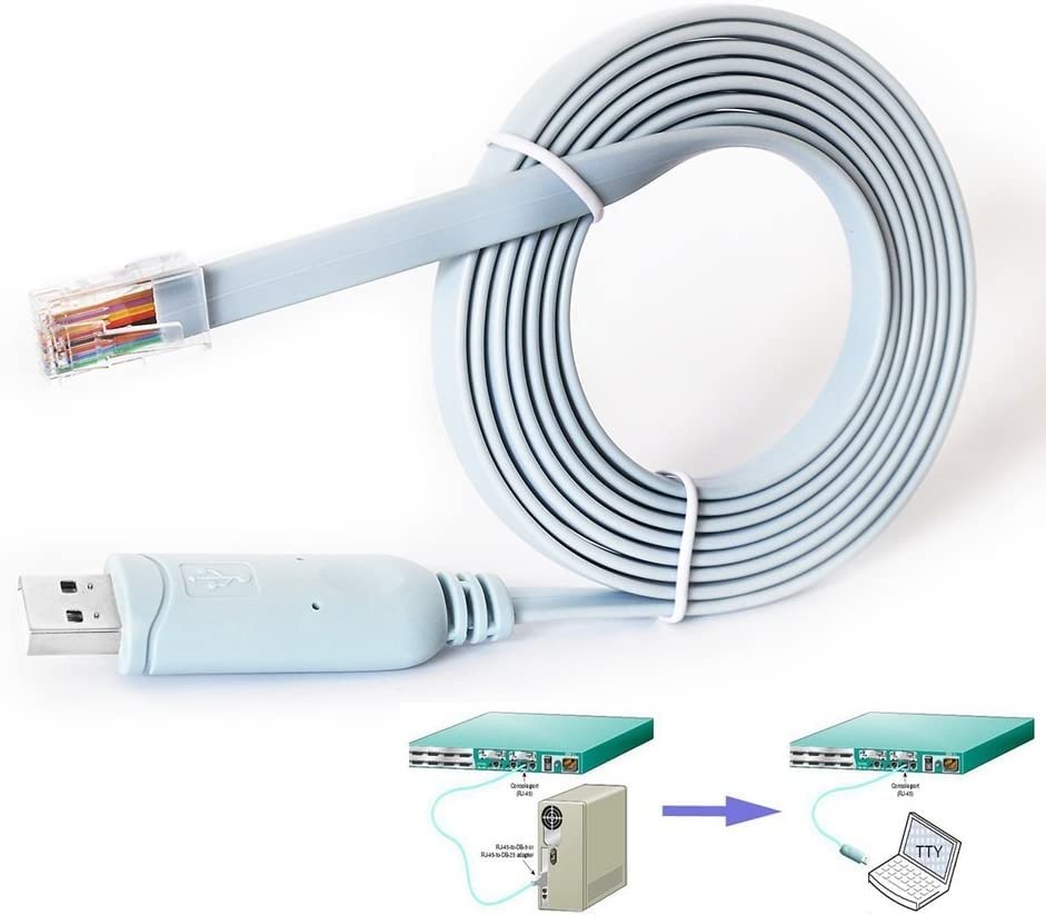 Cabo compatível com Cisco Cabo de 6 pés USB a RJ45 FTDI Pollover para Windows 8, 7, Vista, Mac, Linux RS232