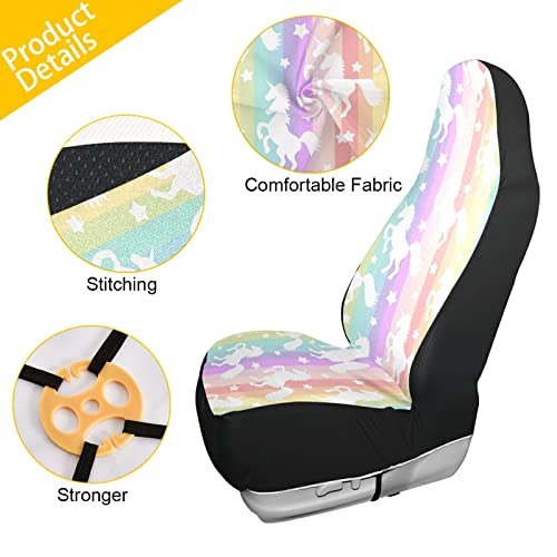 Alaza White Unicorns Rainbow Colorido Stripe Capas de assento de carro Seates dianteiros apenas para homens Capas de assento de homens