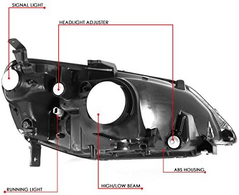 Habitação preta Canto claro Luminárias de cabeça do farol+kit de ferramentas compatíveis com o Honda Civic 01-03
