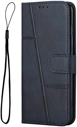 Supwall Flip Case Compatível para Samsung Galaxy S23 Ultra | Caixa de telefone da carteira de couro | TPU interno com visualização Stand & Card Titular | Flip Folio Capa | Azul
