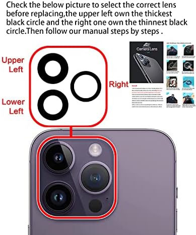 Tampas da lente da câmera traseira Substituição para iPhone 14 Pro & 14Pro Max, GVKVGIH Câmera traseira Len Glass Substacem