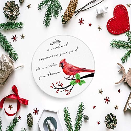 Gulauji Red Cardinal Christmas Ornamento 2022-Quando um cardeal aparece no quintal É um visitante do céu-presente de luto/simpatia para a perda de cerâmica redonda do One- ornamento de 3 horas