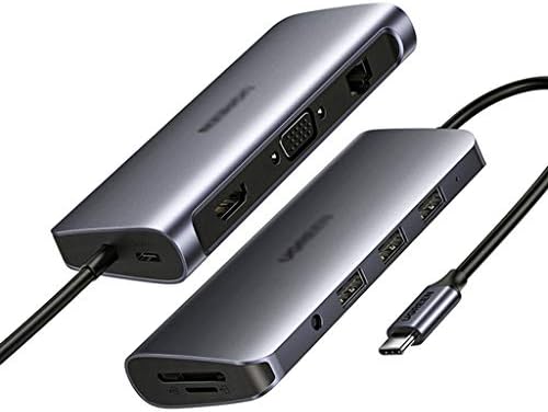 Jahh USB Hub USB C Hub 10 em 1 USB tipo C a HDMI 4K USB 3.0 VGA PD 3,5 mm Hub completo