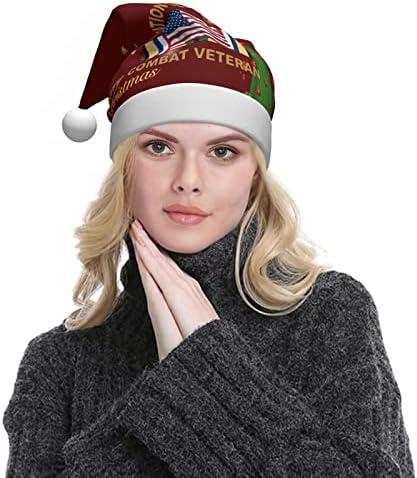 Operação Desert Storm Combat Veterano Funny Adults Plush Santa Hat chapéu de Natal para mulheres e homens chapéu de