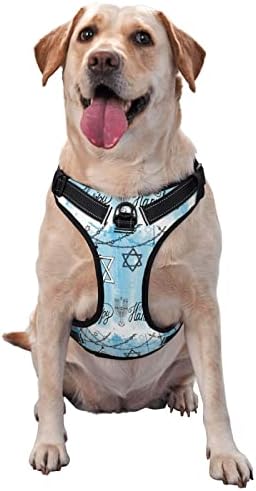 Arnês de cachorro azul vela feliz hanukkah animal de estimação ajustável ao ar livre arnês