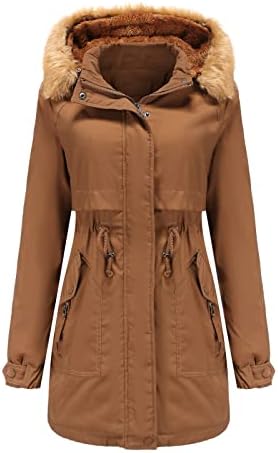 Lugogne feminino casacos de inverno casual jaqueta grossa grossa de pêlo grande zíper up capuzes lã acolchoada jaquetas
