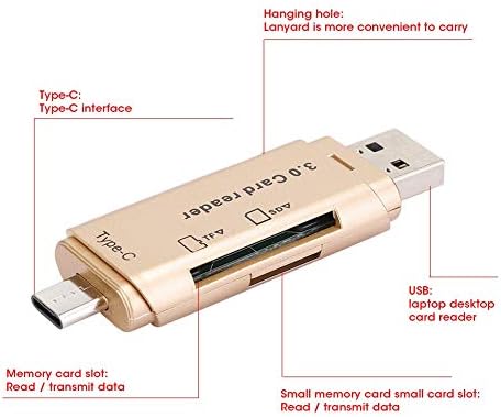 Homeriy Multifunction Card Reader Memory Card Writer Tipo C Adaptador de cartão para laptop de computador para celular