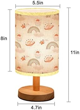Lâmpada de mesa minimalista de cabeceira arco -íris baby sol nuvem coração berçário fofo crianças embrulhando papel têxtil madeira