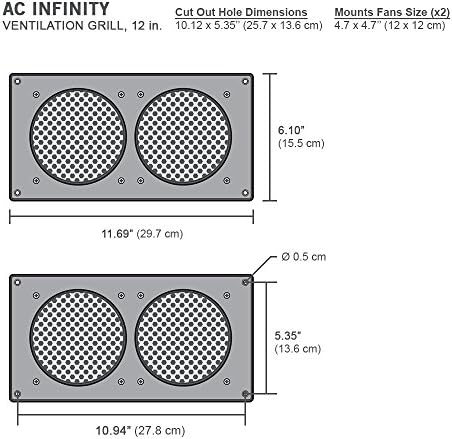 AC Infinity White Ventilation Grille 12 , para PC Computer AV Electronic Ercless, Grille Substacement para Airplate S7/T7