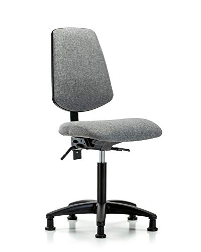 Labtech Seating LT42323 Cadeira de bancada média, tecido, base de nylon de fundo médio - inclinação, desliza, preto