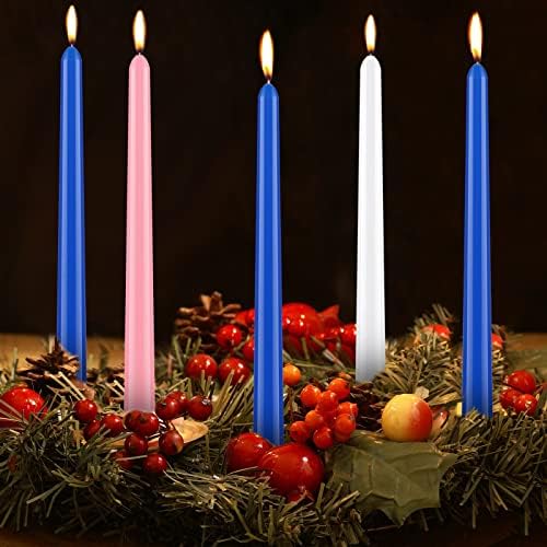 10 peças azul advento vela azul velas de Natal vela advento longa e ardente velas cônicas hrif hrif couper velas e castiça