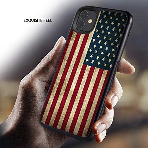 Caso do iPhone 11, Cicplkse Retro American Flag Background Design TPU Slim Anti-Scratch Protective Caso para iPhone 11 6,1 polegadas