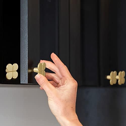 20 PCs Clover botões de ouro para a cômoda de garganta de gabinete de quatro folhas puxa botões decorativos armário e botões de móveis, alça de trevo de um orifício com 40 PCS para parafusos para o banheiro da cozinha porta de guarda -roupa