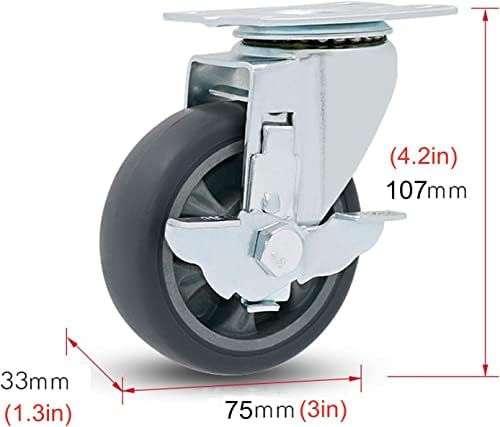 Rodas de giro de 4 compactores, molhadores de serviço pesado com freio, rodízios de placa giratória, rodas de transporte industrial,