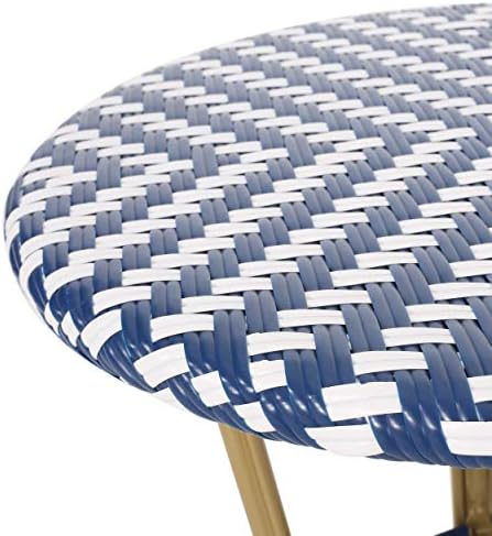 Christopher Knight Home Picardy Bistro Table, azul marinho + branco + acabamento de impressão de bambu