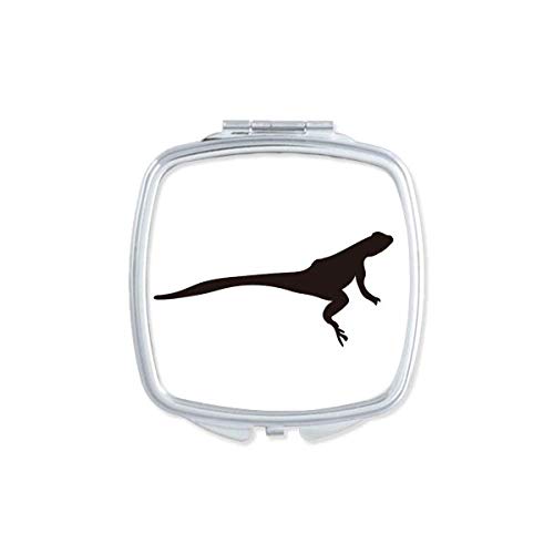 Black Lizad Animal retratar espelho portátil compacto maquiagem de bolso de dupla face de vidro