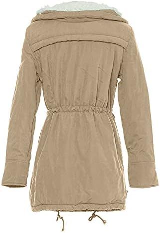 Casaco de inverno foviguo, jaqueta de manga comprida para mulheres simples de outono longo zíper de cor de cor sólida