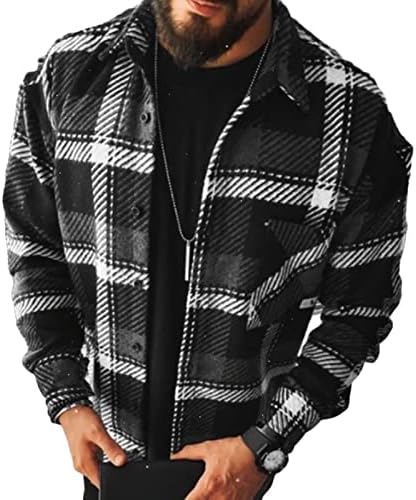 Jaquetas de camisa xadrez flanela masculinas
