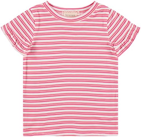 BTWEN GIRLS TOPS DE SUMPLARO DE 4 PARTIMAS | T-shirt de manga curta da moda | Camisa diária casual para crianças - cores variadas