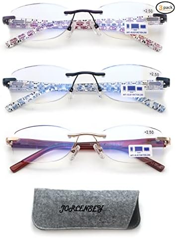 3 óculos de leitura sem aro para mulheres Blue Blocking Readers Classic Computer EyeGlasses