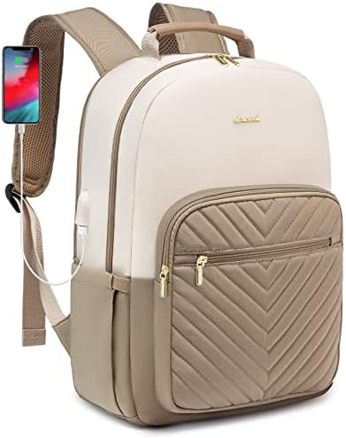 Backpack de laptop LoveVook para mulheres, bolsa de mochila de trabalho de moda, bolsa de laptop de viagem com porto USB, folga