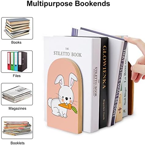 Rabbit Wood Decorative Livros Livros não esquisitos End para prateleiras 1 par 7 x 5 polegadas