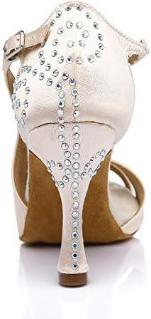 Sapatos de dança de salão de baile latino para mulheres com hipósseu com strassneses modernos tango salsa sapatos de festa 8,5 cm,
