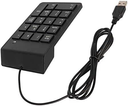 Qinlorgo Numeric Keypad, plugue de teclado numérico com fio e reproduzir uma conexão USB de digitação silenciosa 18 chaves para edição